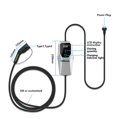 3.5kW 7kW 11kW Ev φορτιστή AC φορητή στοίβα φόρτισης IP65 αδιάβροχο