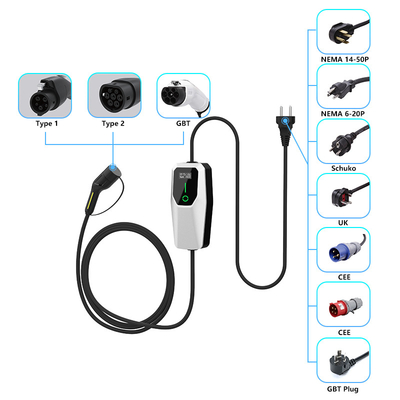 3.5kW 7kW 11kW Ev φορτιστή AC φορητή στοίβα φόρτισης IP65 αδιάβροχο