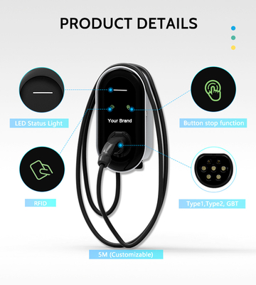 220Vac /-10% Έκδοση τάσης 7kw Type2 Wallbox 32A Carica e Gioca EV φορτιστή για το σπίτι