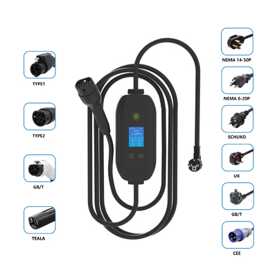 16A 3.5kw Evse Επίπεδο 2 φορητό φορτιστή EV για ηλεκτρικό αυτοκίνητο